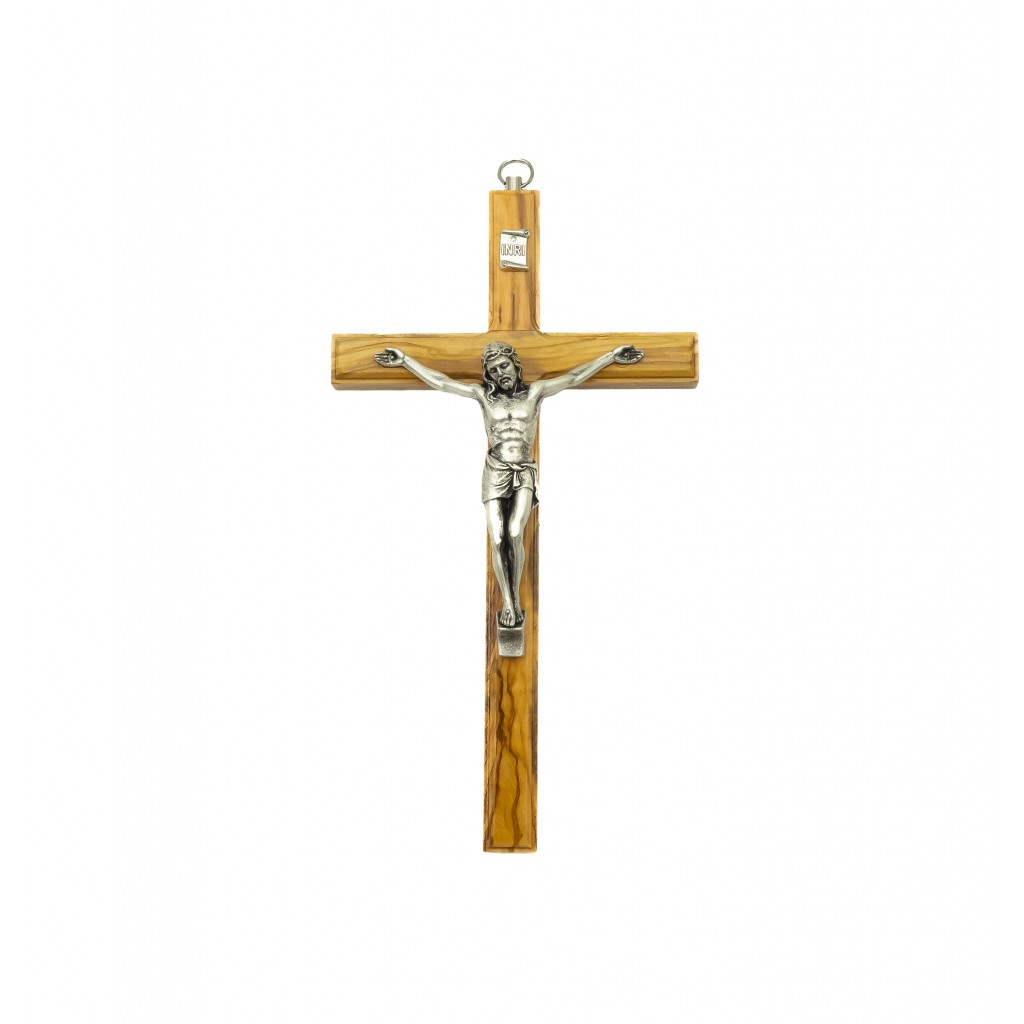 Crucifixo Estilizado Madeira C/Cristo Metal 25cm