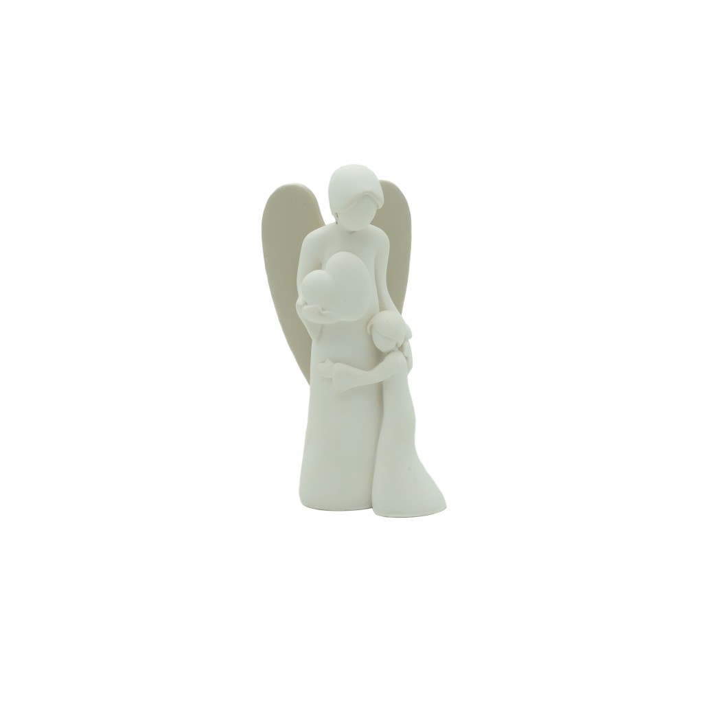 Anjo Branco C/ Coração e Criança C/ Caixa 12cm