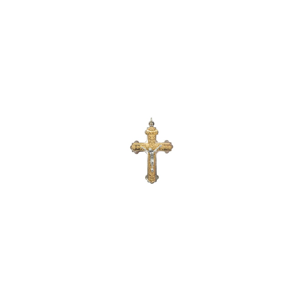 Cruz Prateada C/ Cristo Dourado 5.5cm