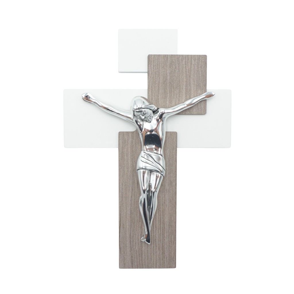 Crucifixo C/ Cristo Argentado 27x19cm